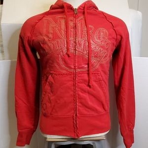 NIKE Country Vintage Red Full-zip Hoodie Embroidered Medium long-sleeve
